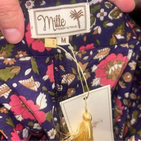 MILLE Anita primrose Floral cropped flare high rise size medium NWT - Picture 4 of 5